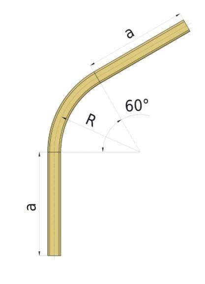 Łuk szyny nośnej 60° NIKO 73.C17, promień 690±15 mm, odcinki proste 640±20 mm, stal kwasoodporna AISI 316