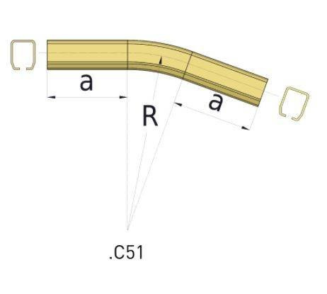 Łuk pionowy 20° NIKO 24.C51, promień 600±20 mm, odcinki proste 220±20 mm, ocynk