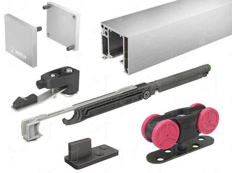 Zestaw MANTION SAF SLIM (SAF-S82D/200), do drzwi o maksymalnej szerokości 1030 mm, aluminium szczotkowane