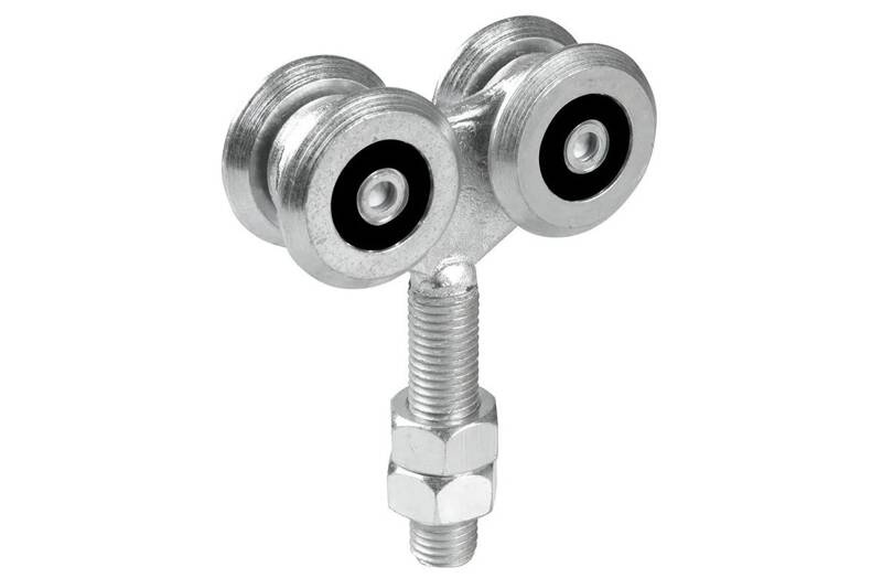 Wózek 4-kołowy IBFM do szyny nośnej 33x34 mm, typ 331/I z trzpieniem gwintowanym M8, stal nierdzewna AISI 304