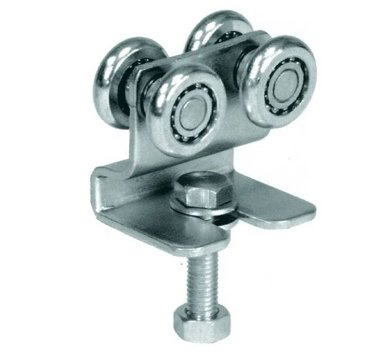 Wózek 4-kołowy gięty IBFM do szyny nośnej 33x34 mm, typ 338/4 z trzpieniem gwintowanym M8